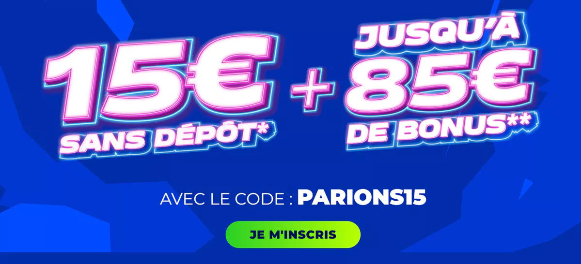 15€ offerts sans dépôt et jusqu’à 85€ de bonus sur Parions Sport avec le code PARIONS15