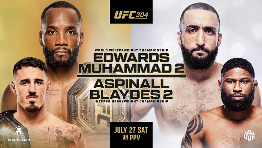 Affiche Leon Edwards vs Belal Muhammad et Tom Aspinall vs Curtis Blaydes à l’UFC 304 