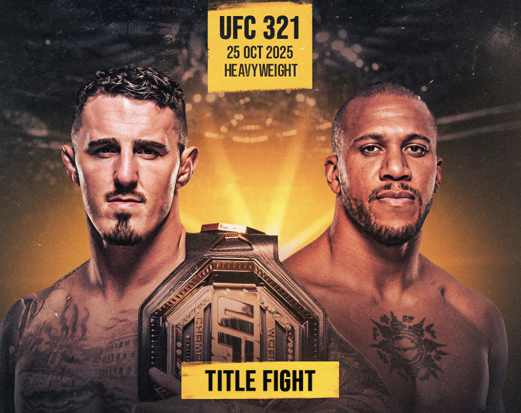 Affiche officielle du combat pour le titre des poids lourds à l’UFC 321 entre Aspinall et Gane