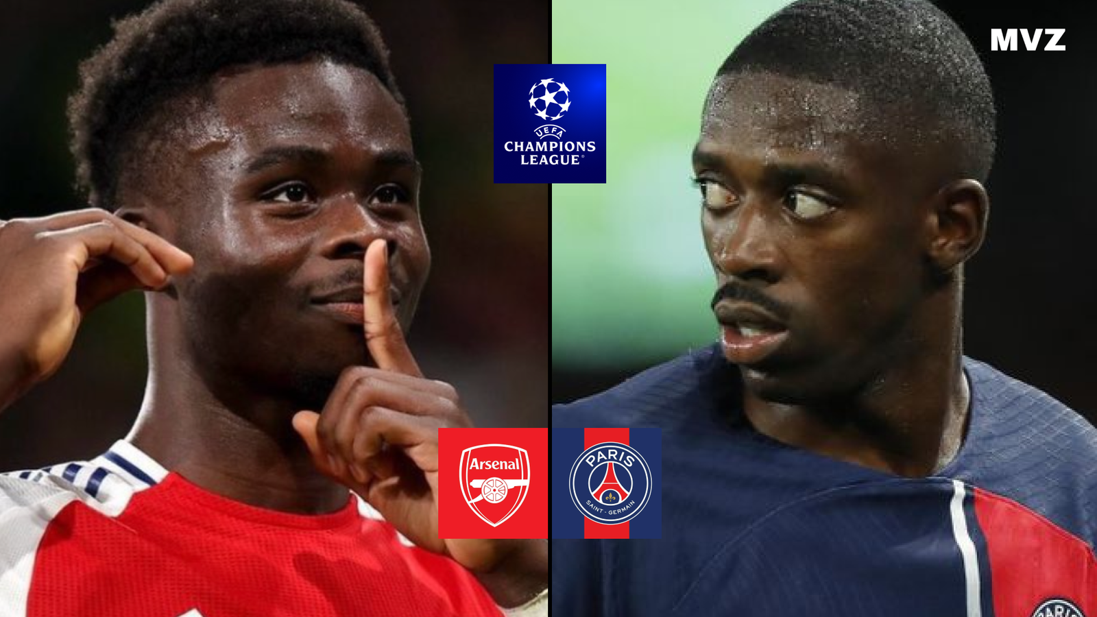 Bukayo Saka avec Arsenal et Ousmane Dembélé avec le PSG en Ligue des Champions
