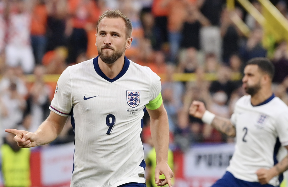 but d’harry kane en demi finale de l’Euro 2024 face aux Pays-Bas avec l’Angleterre