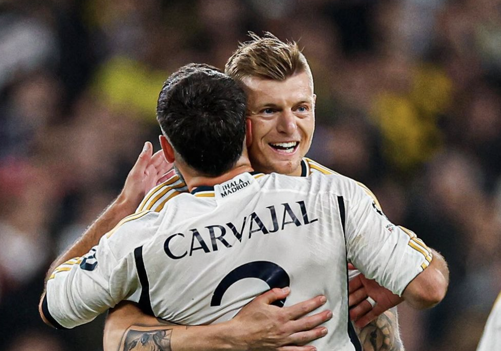 Carvajal et Kroos après la 15ème ligue des champions du Real Madrid face à Dortmund