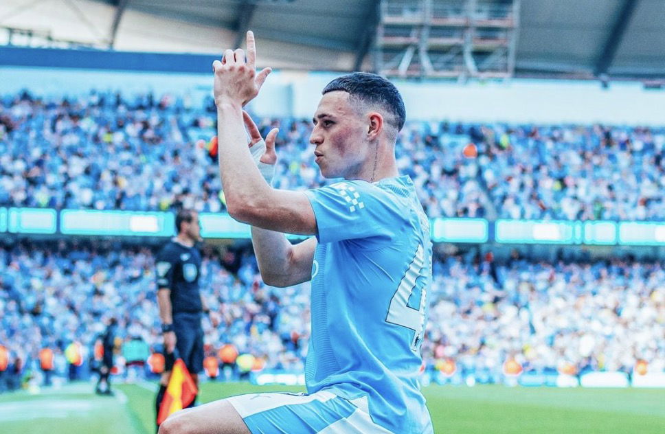 Célébration Phil Foden face à West Ham 19 mai 2024