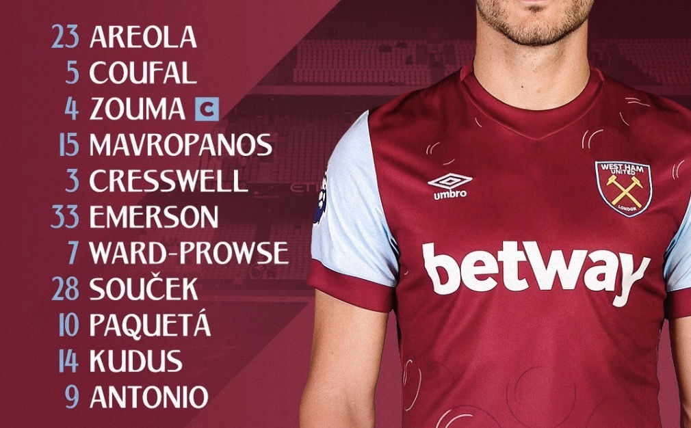 Composition de West Ham pour affronter Manchester City 19 mai 2024