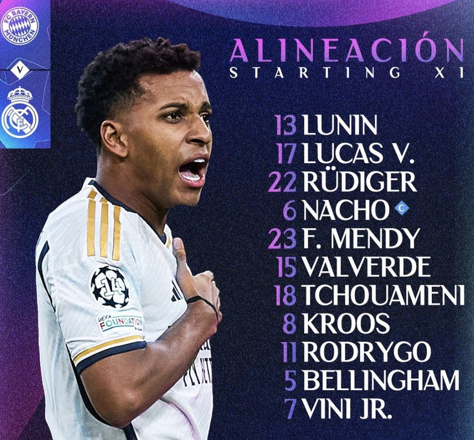 Compositions officielles du Real Madrid pour affronter le Bayern Munich