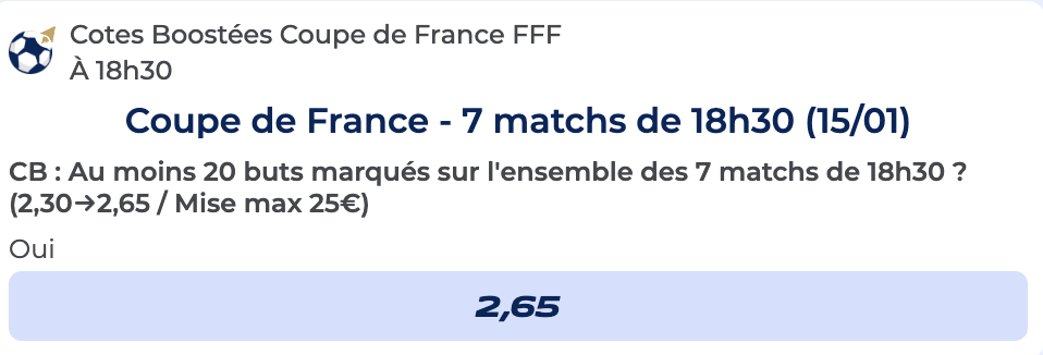 Cote Boostée de Parions Sport sur Troyes vs Rennes en Coupe de France de football