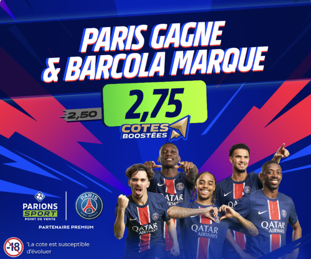 Cote boostée sur Parions Sport : PSG gagne et Barcola marque face à Gérone en Ligue des Champions