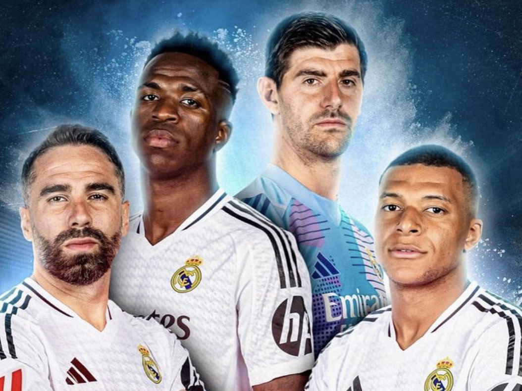 Dani Carvajal, Vinicius Junior, Thibaut Courtois et Kylian Mbappé avec le Real Madrid 