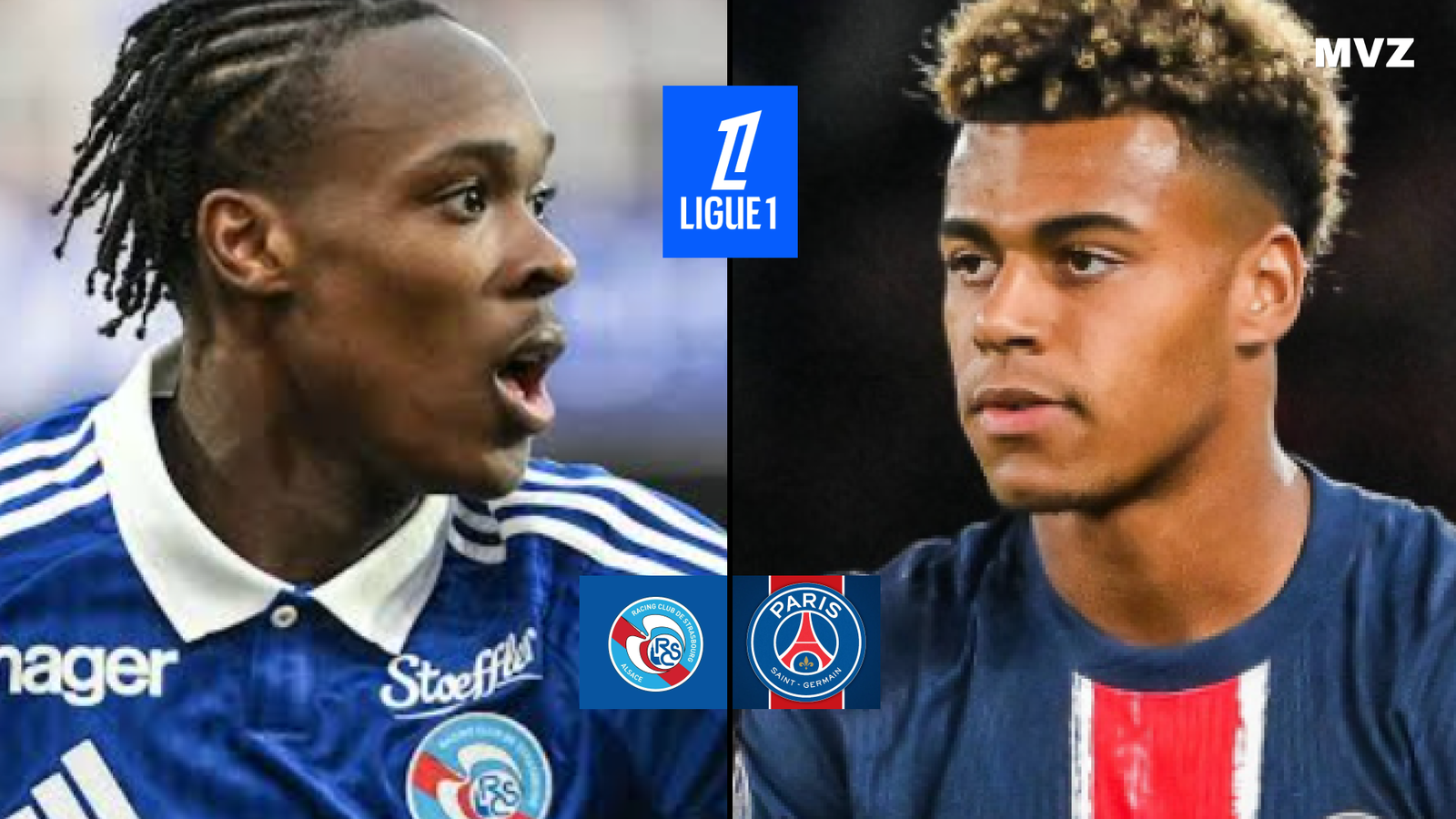 Emanuel Emegha avec le RC Strasbourg et Désiré Doué avec le PSG en Ligue 1