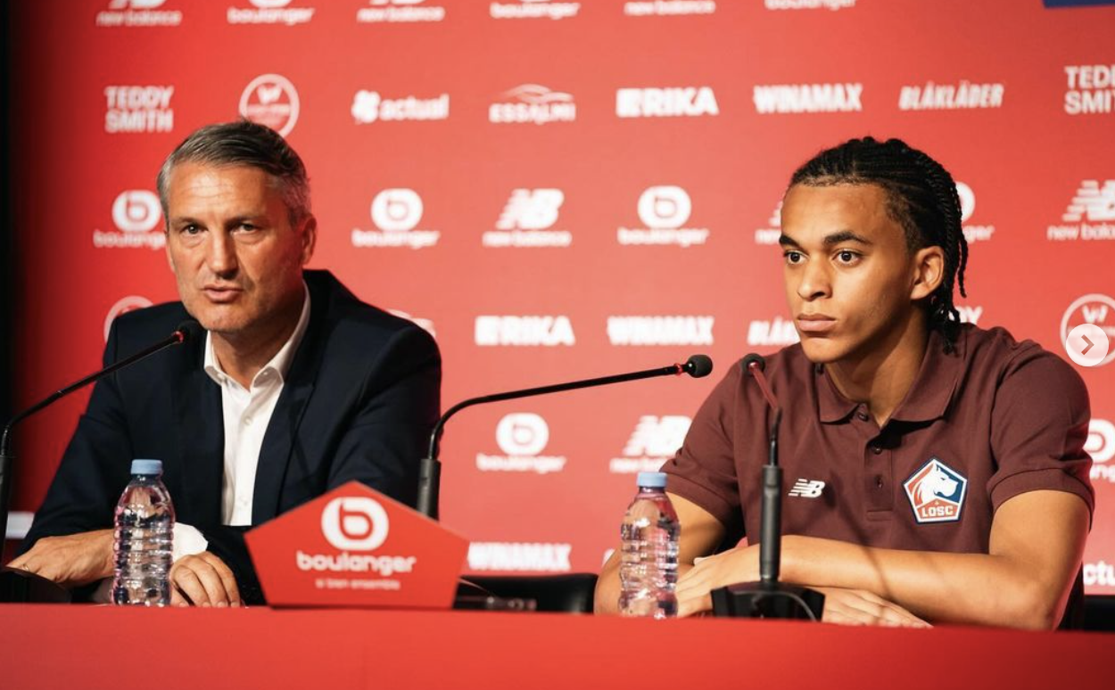 Ethan Mbappé avec Olivier Létang au LOSC en conférence de presse