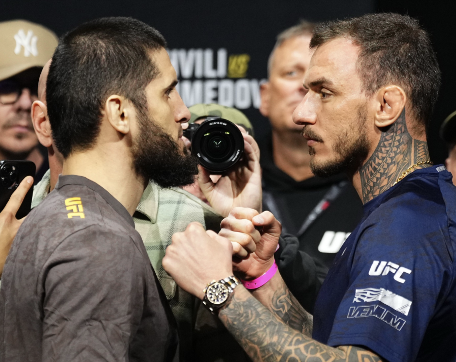 Face à face entre Islam Makhachev et Renato Moicano pour l’UFC 311