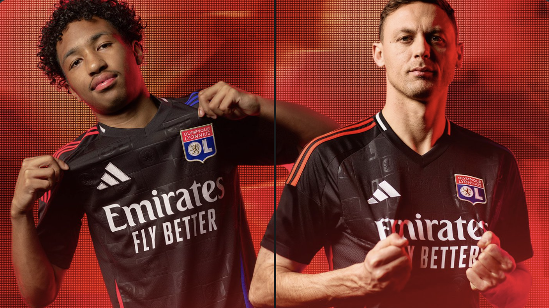 Fofana et Matic avec le nouveau maillot extérieur de l’Olympique Lyonnais pour la saison 2024/2025