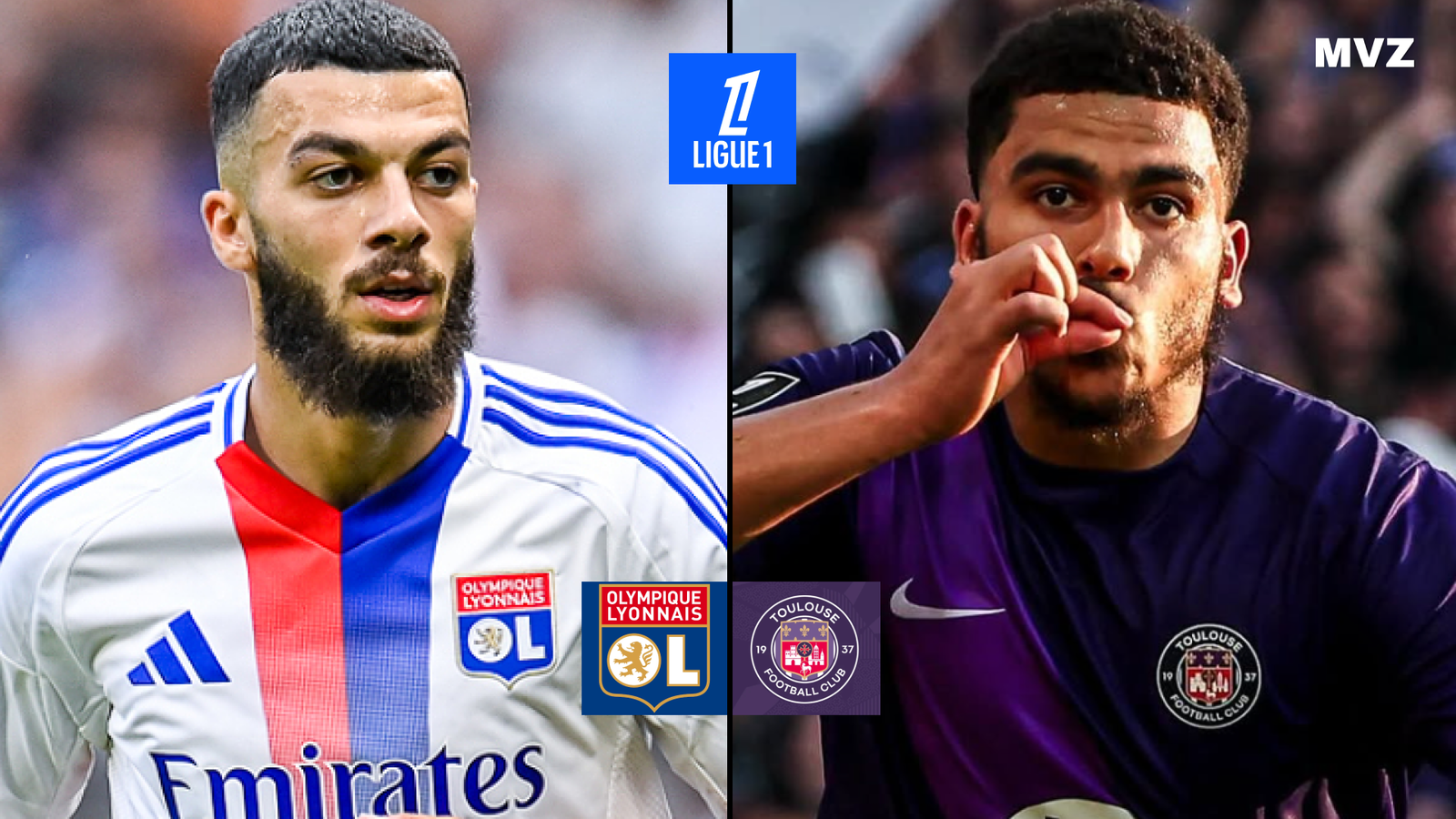 Georges Mikautadze avec l’Olympique Lyonnais face à Zakaria Aboukhlal de Toulouse en Ligue 1