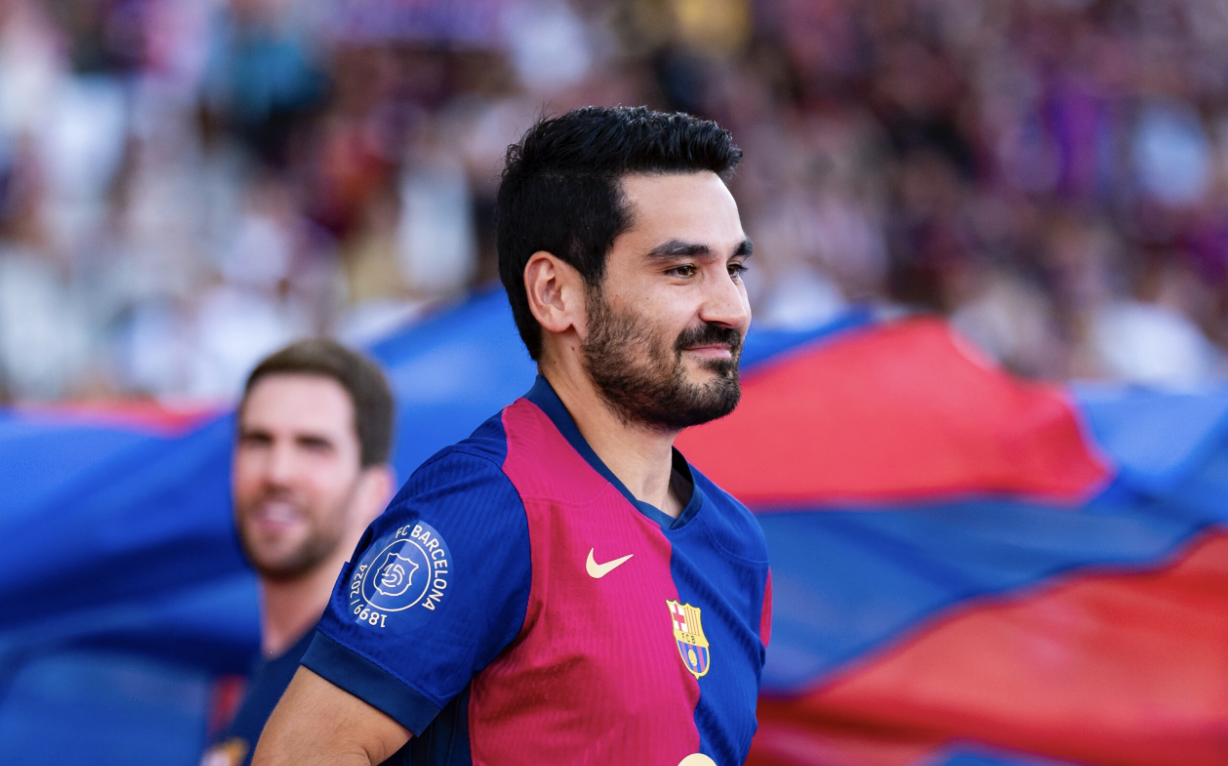 İlkay Gündoğan avec le FC Barcelone à sa présentation au club