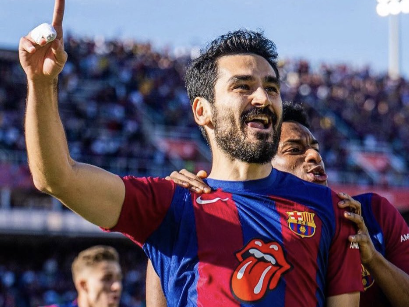 İlkay Gündoğan célèbre son but avec le FC Barcelone 