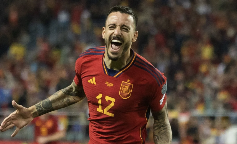 Joselu qui célèbre un but avec l’Espagne 3 juillet 2024