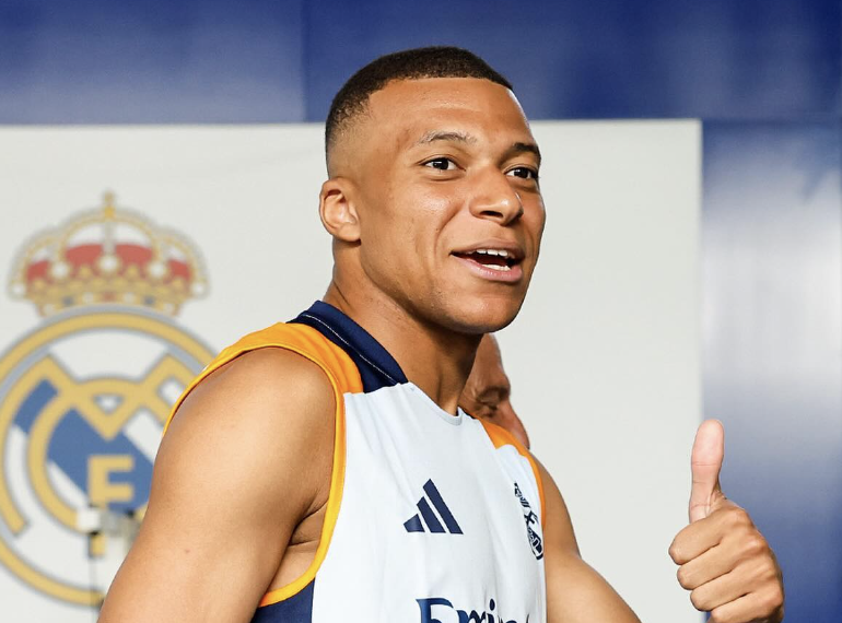 Kylian Mbappé à l’entraînement avec le Real Madrid pour préparer l’Atalanta Bergame