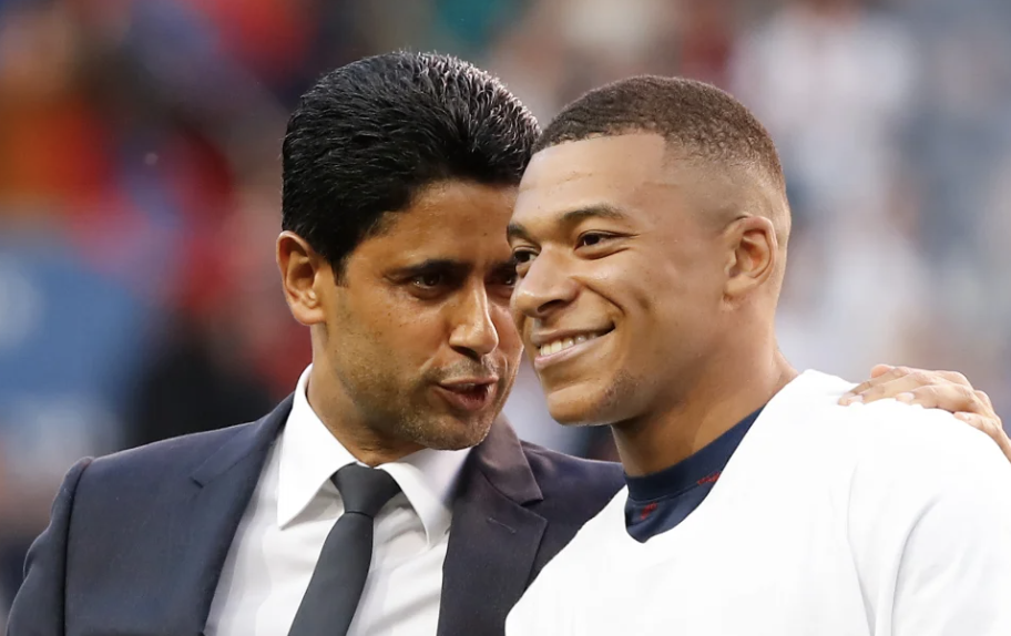 Kylian Mbappé avec Nasser Al-Khelaïfi au PSG 4 juin 2024