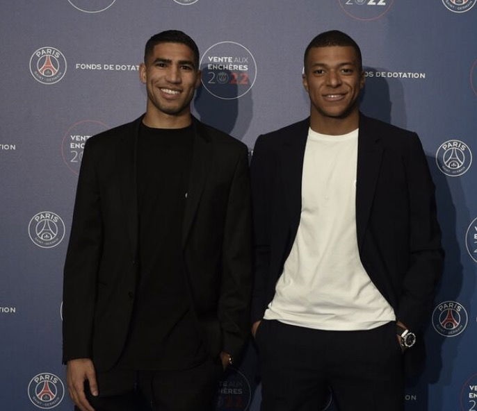 Kylian Mbappé et Achraf Hakimi à une soirée caritative 17 mai 2024