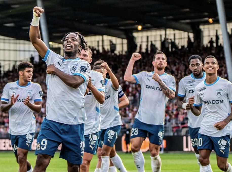 L’Olympique de Marseille célèbre sa victoire face à Brest en première journée de Ligue 1 2024/2025