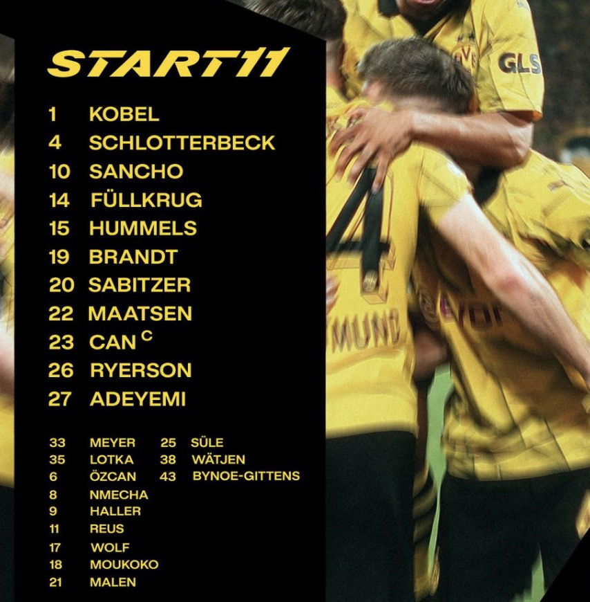 La composition officielle du Borussia Dortmund pour affronter le PSG en LDC