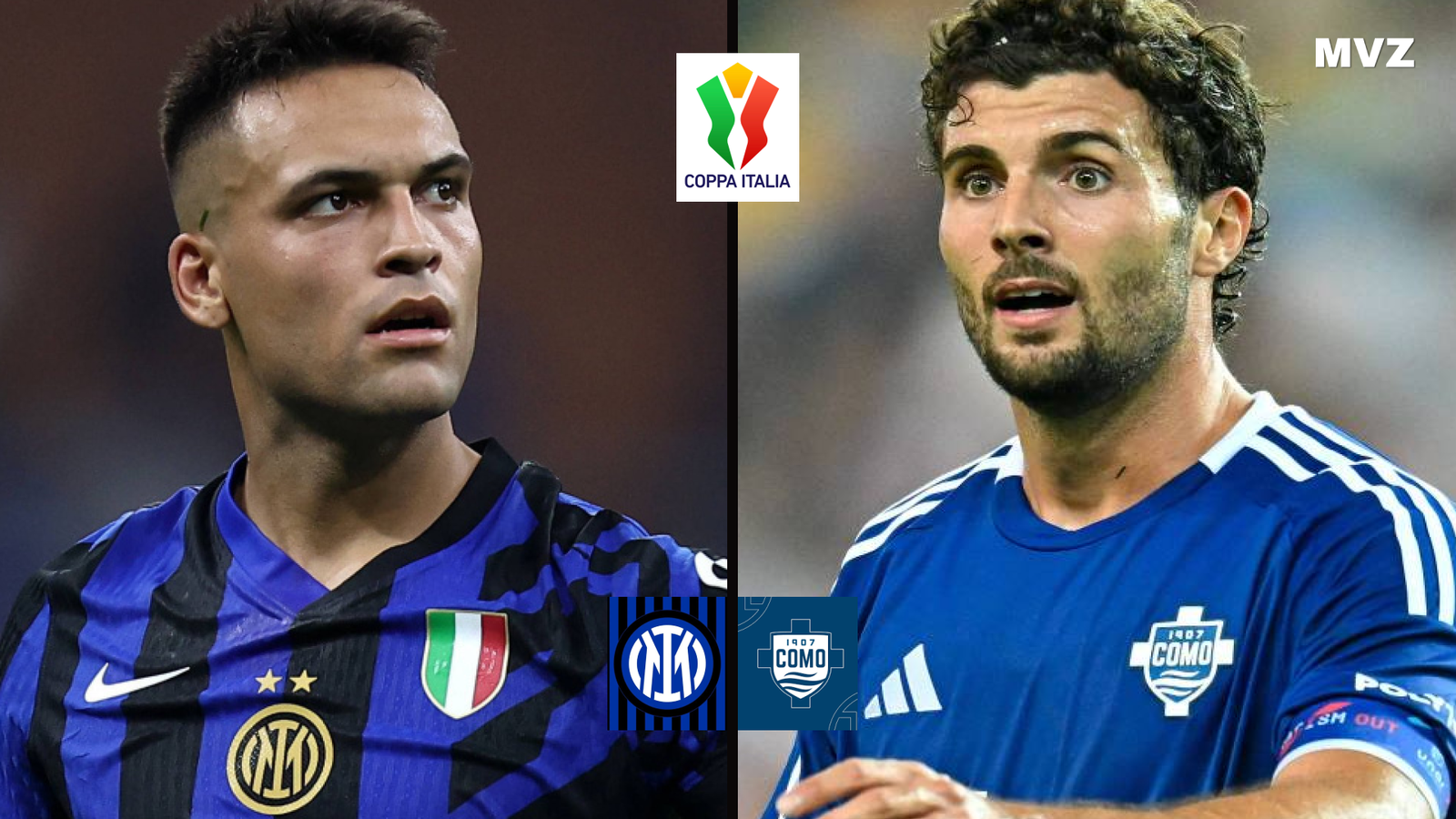 Lautaro Martinez avec l’Inter Milan face à Patrick Cutrone de Como en Serie A
