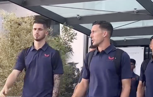 Les joueurs de l’Athletic Bilbao dans les couloirs du FC Barcelone avant de les affronter en Liga