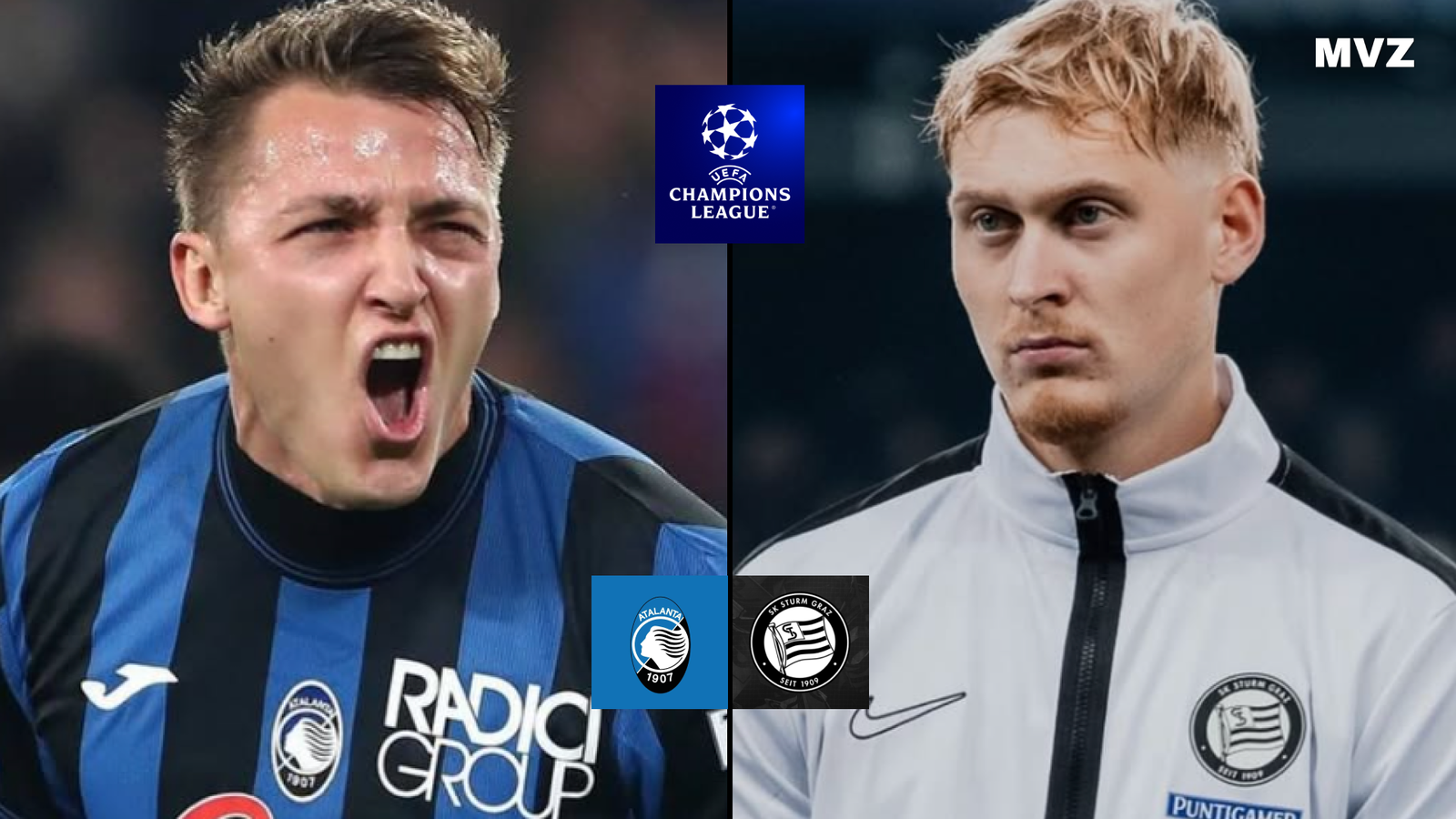 Mateo Retegui avec Atalanta en Ligue des Champions face à un joueur de Sturm Graz