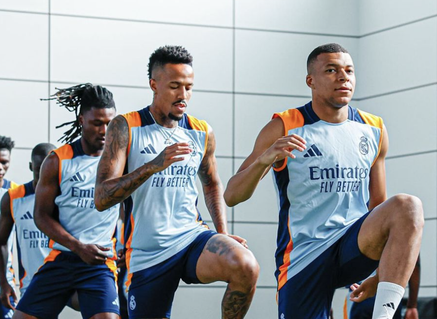 Militao et Mbappé à l’entraînement avec le Real Madrid