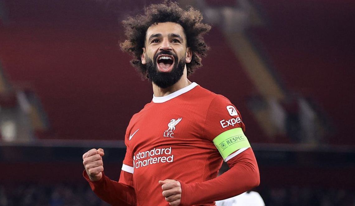 Mohamed Salah célébration en Ligue Europa avec Liverpool