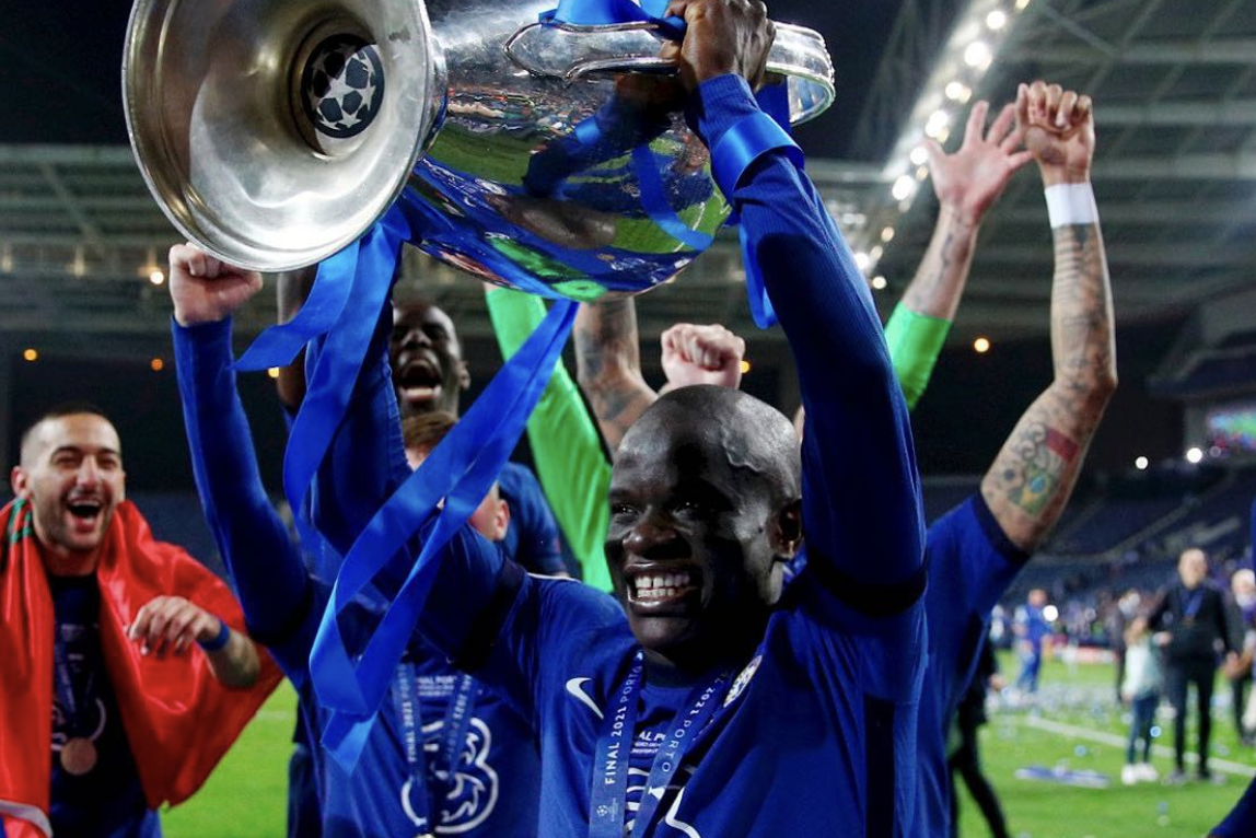 N’Golo Kanté avec la Ligue des Champions remportée avec Chelsea 13 août 2024