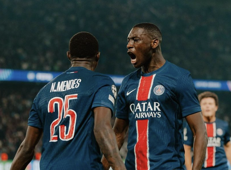 Nuno Mendes et Randal Kolo Muani explosent de rage après leur victoire en fin de match face à Gérone en Ligue des Champions