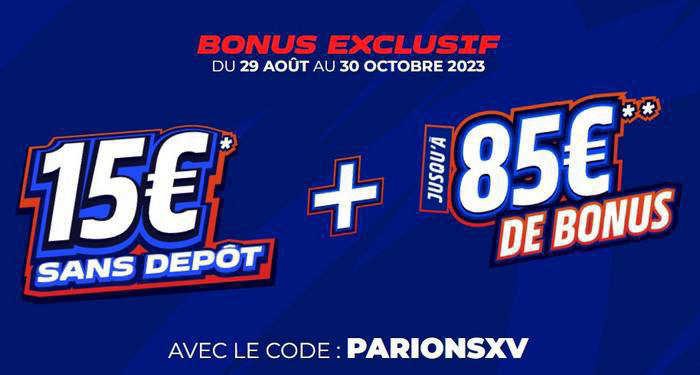 Découvrez l'offre exclusive Parions Sport : jusqu'à 100€ offerts avec le code PARIONSXV
