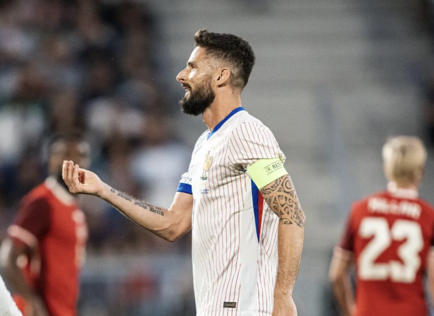 Olivier Giroud avec l’Équipe de France face au Canada avant l’Euro 2024