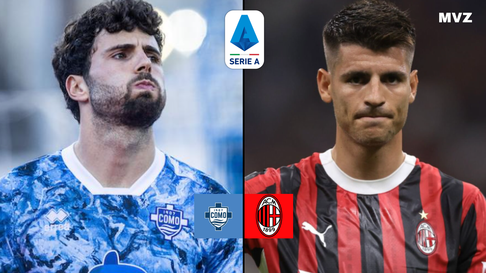 Patrick Cutrone de Como face à Alvaro Morata de l’AC Milan en Serie A