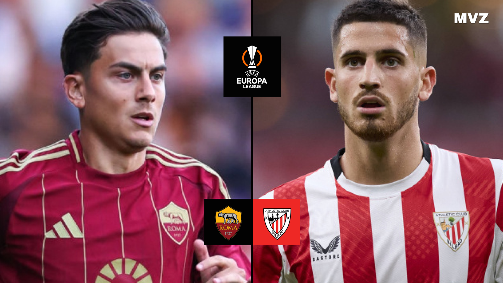 Paulo Dybala avec l’AS Rome et Oihan Sancet avec l’Athletic Bilbao en Ligue Europa