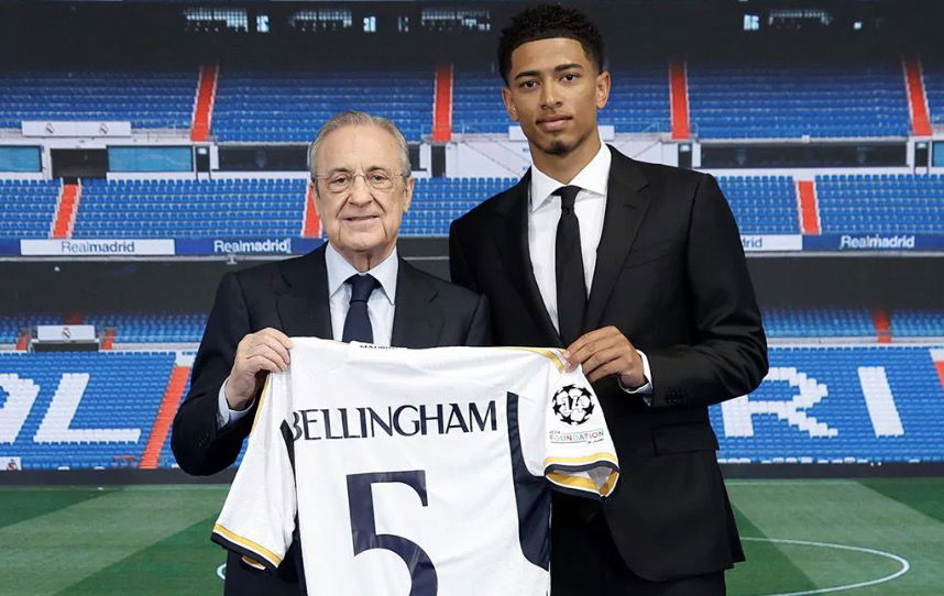 Perez et Jude Bellingham lors de la signature de ce dernier au Real Madrid