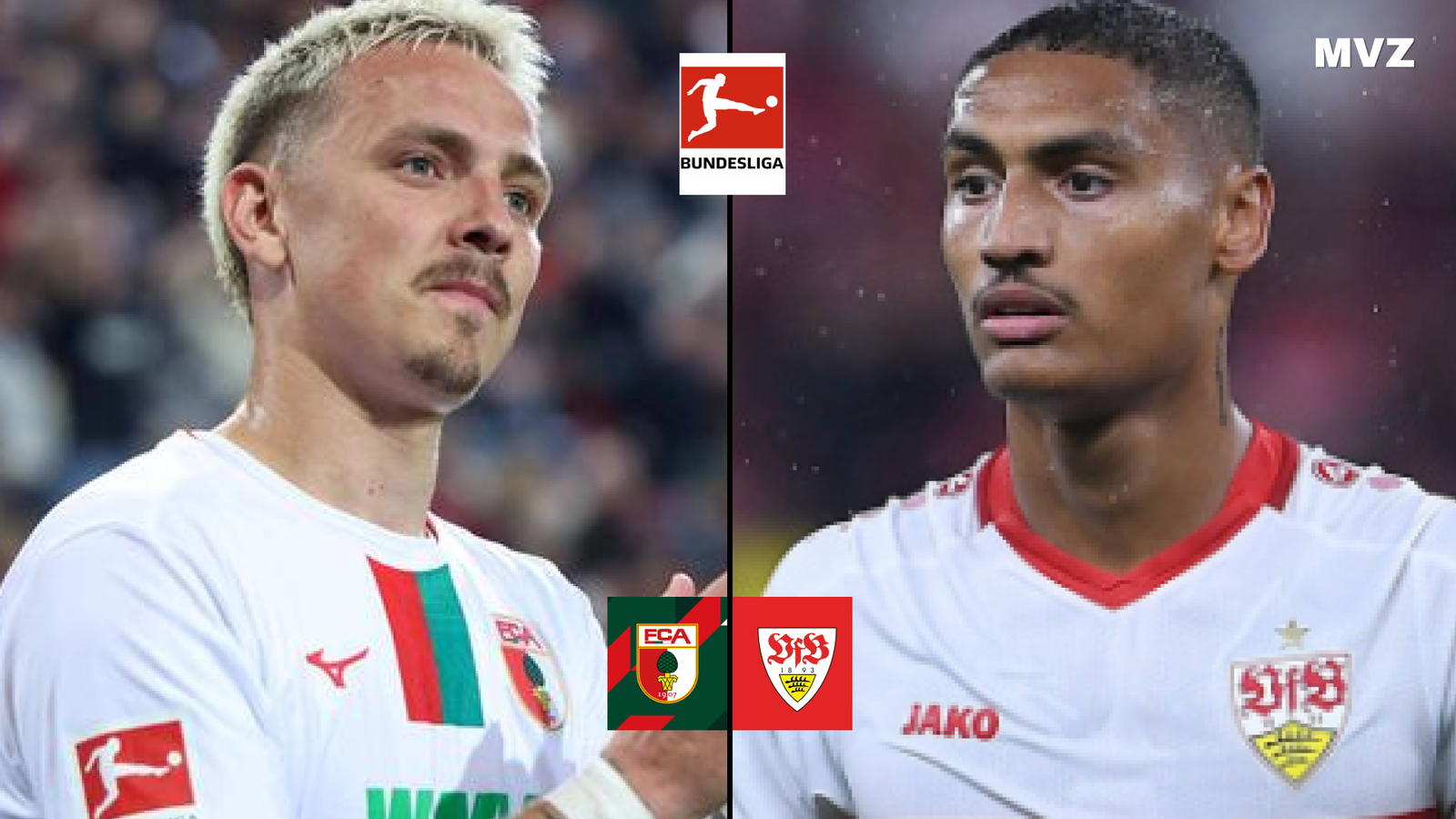 Phillip Tietz avec Augsburg face à Enzo Millot de Stuttgart en Bundesliga