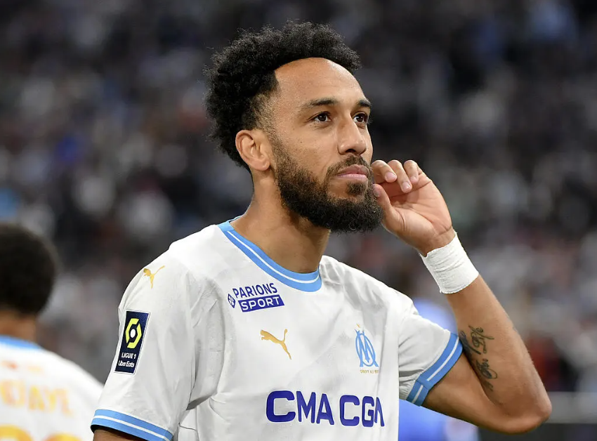 Pierre-Emerick Aubameyang après un but avec l’Olympique de Marseille 18 juillet 2024