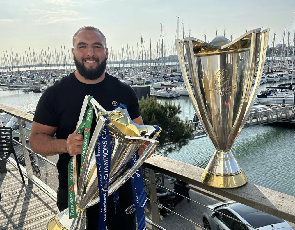 Réda Wardi avec les deux Champions Cup remportées avec La Rochelle