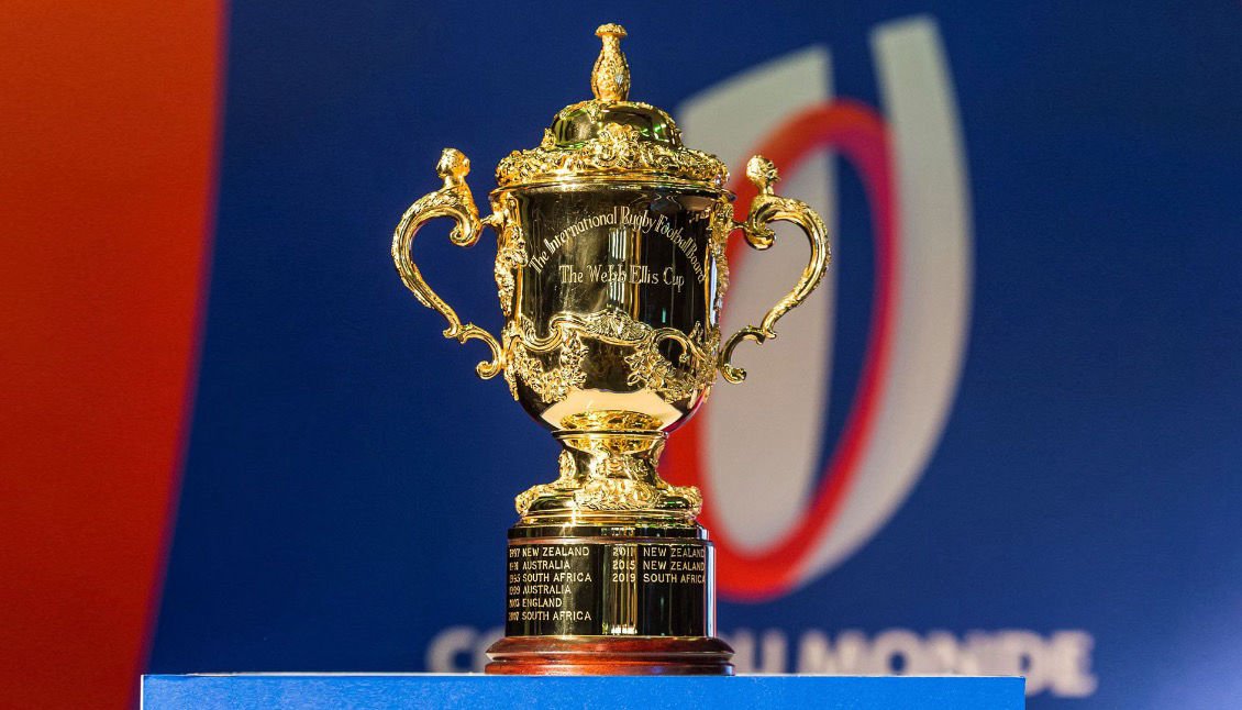 Trophée officiel de la coupe du monde de rugby 2023 en France