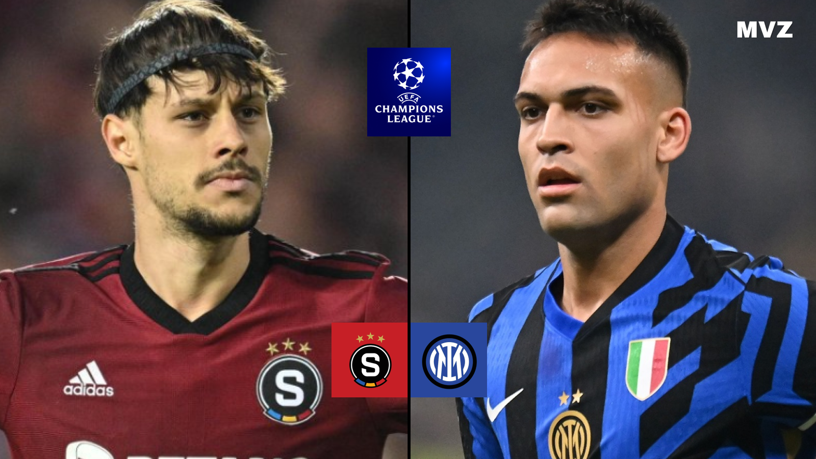 Veljko Birmančević attaquant du Sparta Prague et Lautaro Martinez attaquant de Inter Milan en Ligue des Champions