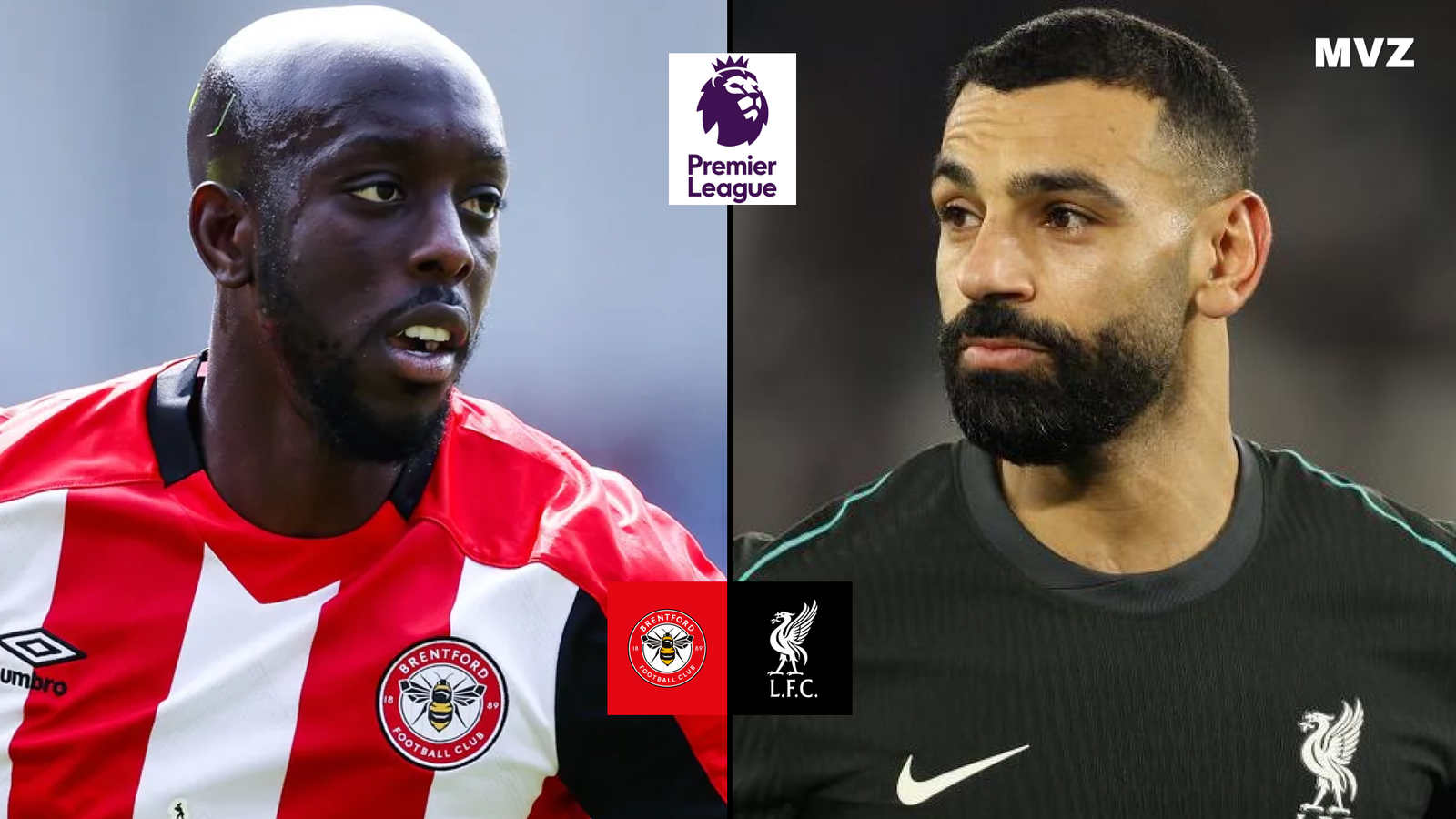 Yoane Wissa attaquant de Brentford face à Mohamed Salah de Liverpool en Premier League