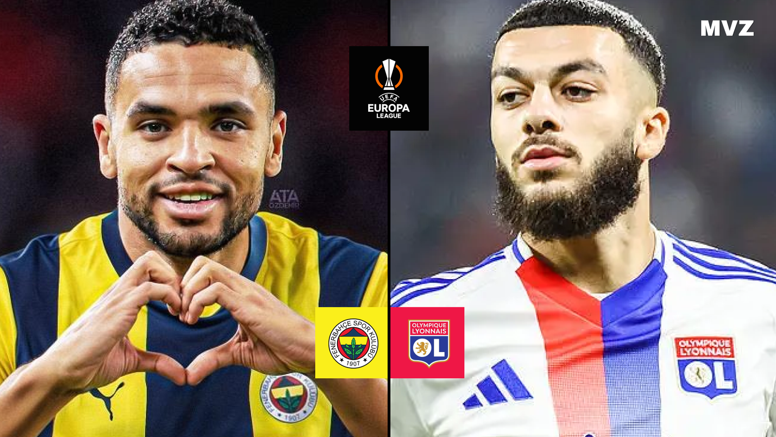 Youssef En-Nesyri attaquant de Fenerbahce et Georges Mikautadze attaquant de Lyon en Ligue Europa
